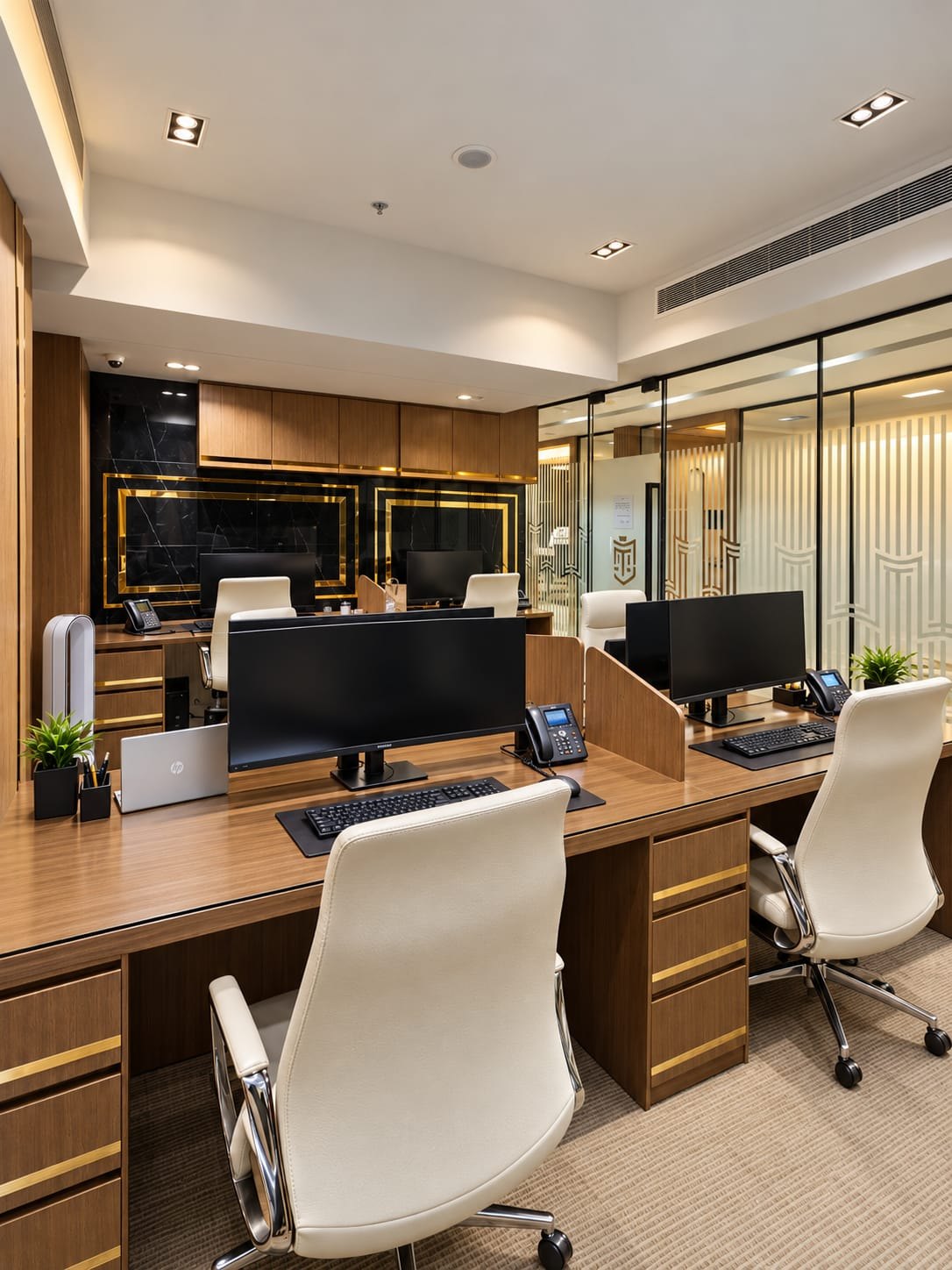 The team’s workstations at the firm’s office